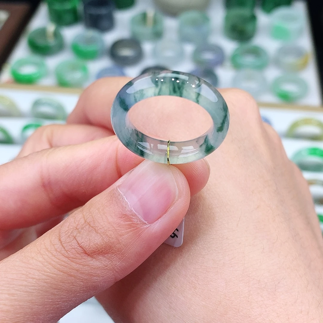 翡翠未镶嵌戒指15号冰飘花