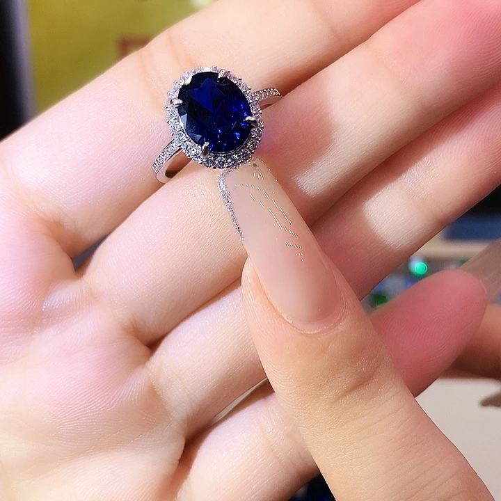 蓝宝石戒指银S925镶嵌