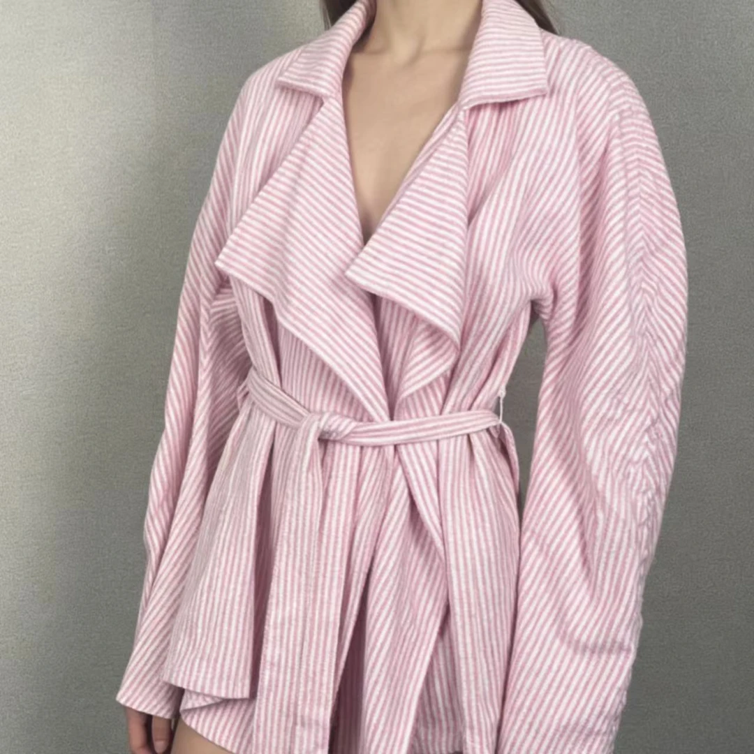 99新 Chanel/香奈儿 粉白条纹外套 36 12782522