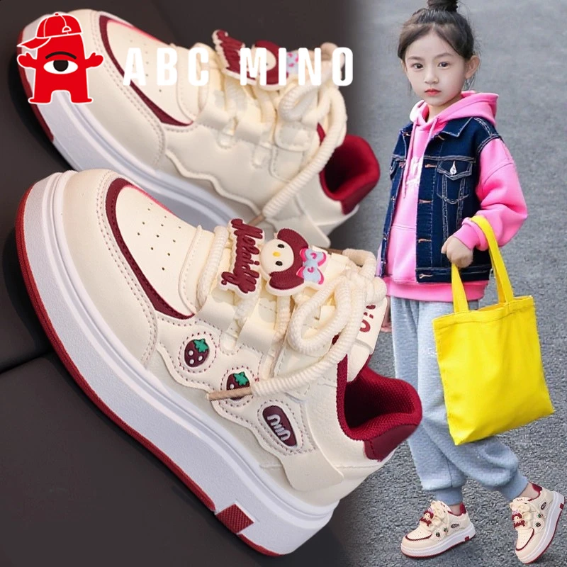 ABC MINO女童鞋子秋季儿童板鞋休闲软底女孩运动鞋爆款时尚小白鞋
