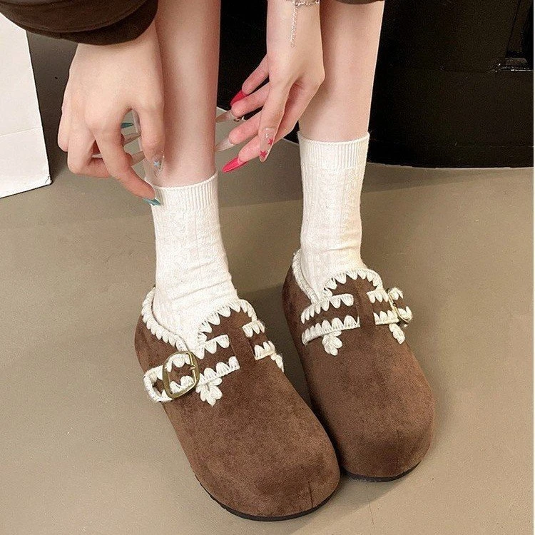 秋季厚底内增高包头拖鞋女2025新款外穿配裙子复古勃肯半拖鞋