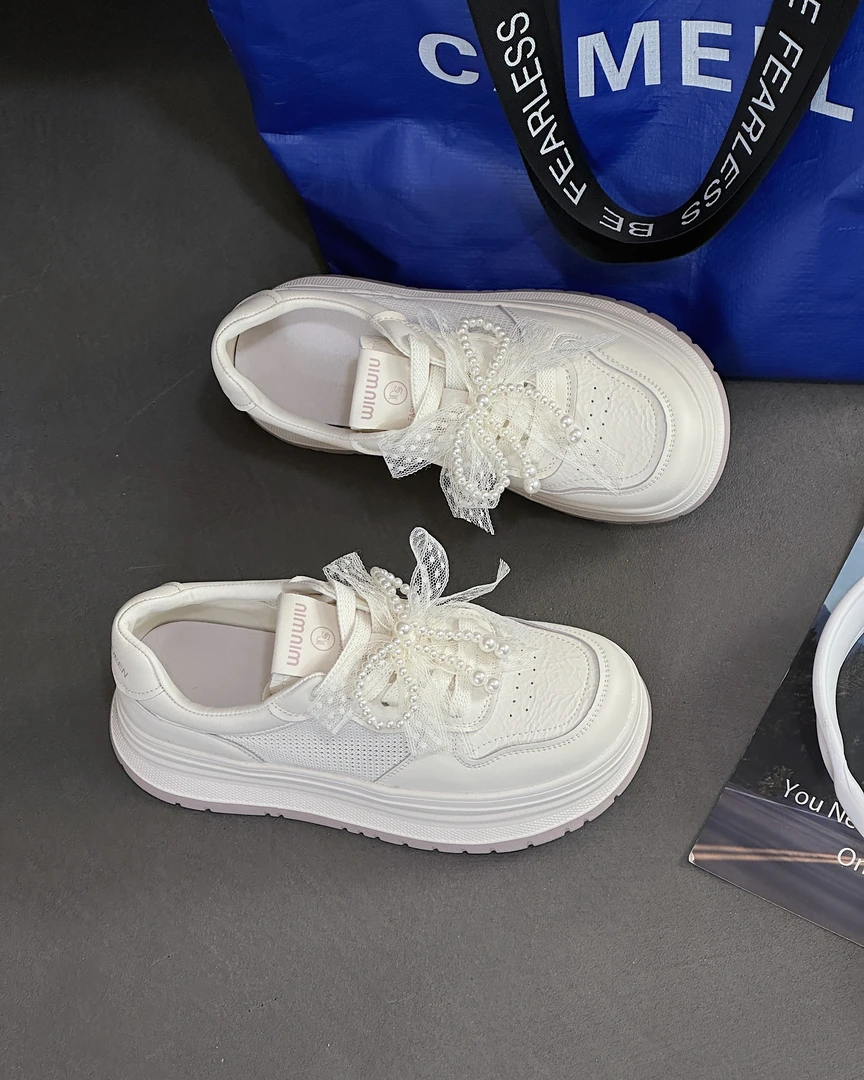 KFT脚王夏季牛皮+网发泡圆头平跟女大白板鞋KA260278