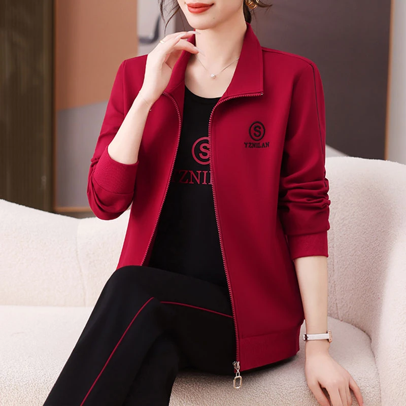 运动套装女2025春秋韩系高级感卫衣新款洋气休闲套装跑步服三件套