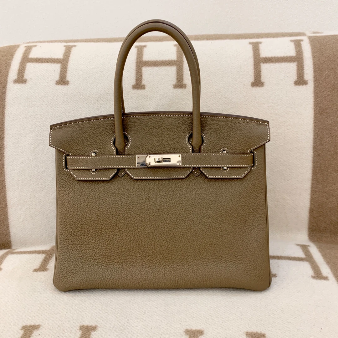 99新 Hermes/爱马仕 birkin 30 A togo 大象灰pp0619a0