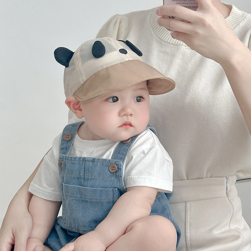 儿童防晒帽子夏季薄款透气网眼大檐遮阳帽男女宝宝可爱鸭舌棒球帽