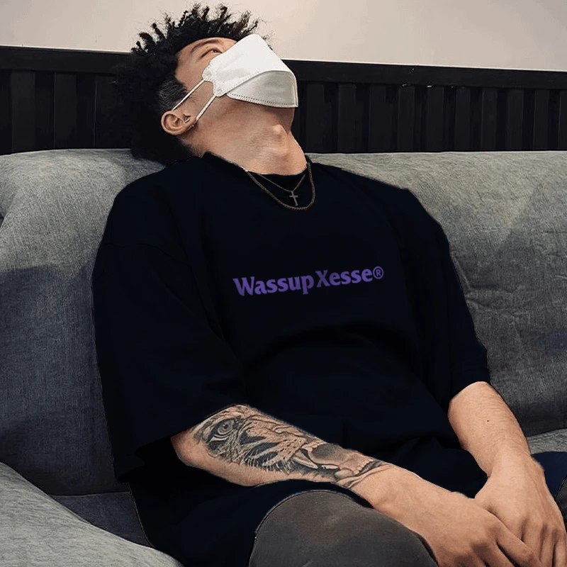 【品牌现货】WASSUPXESSE撞色拼接重磅短袖T恤男夏季新款男生