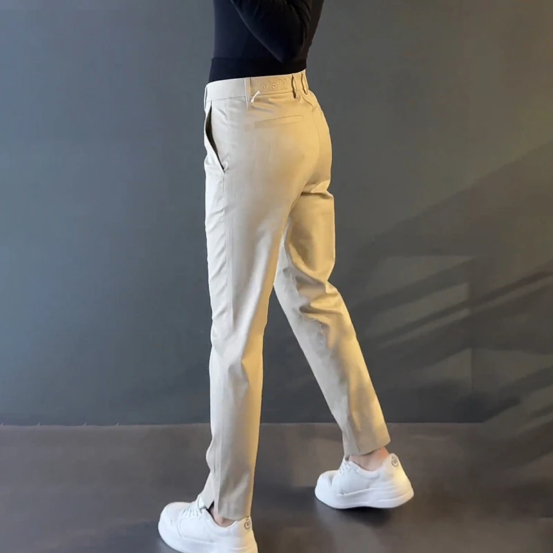 秋冬冬大码商务男士修身纯色天丝西装裤长裤时尚直筒高级感休闲裤