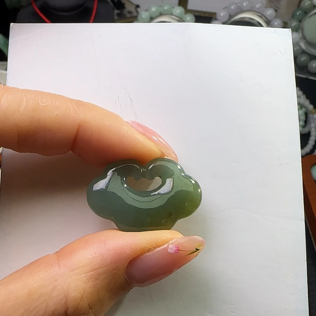 翡翠裸石天然缅料A货 如意锁