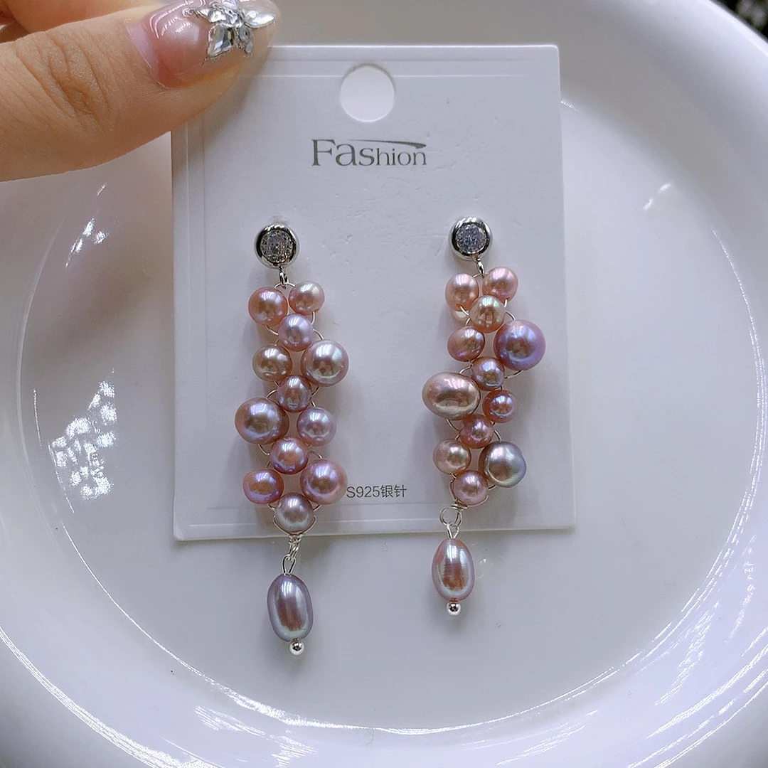银S925镶嵌耳饰淡水珍珠