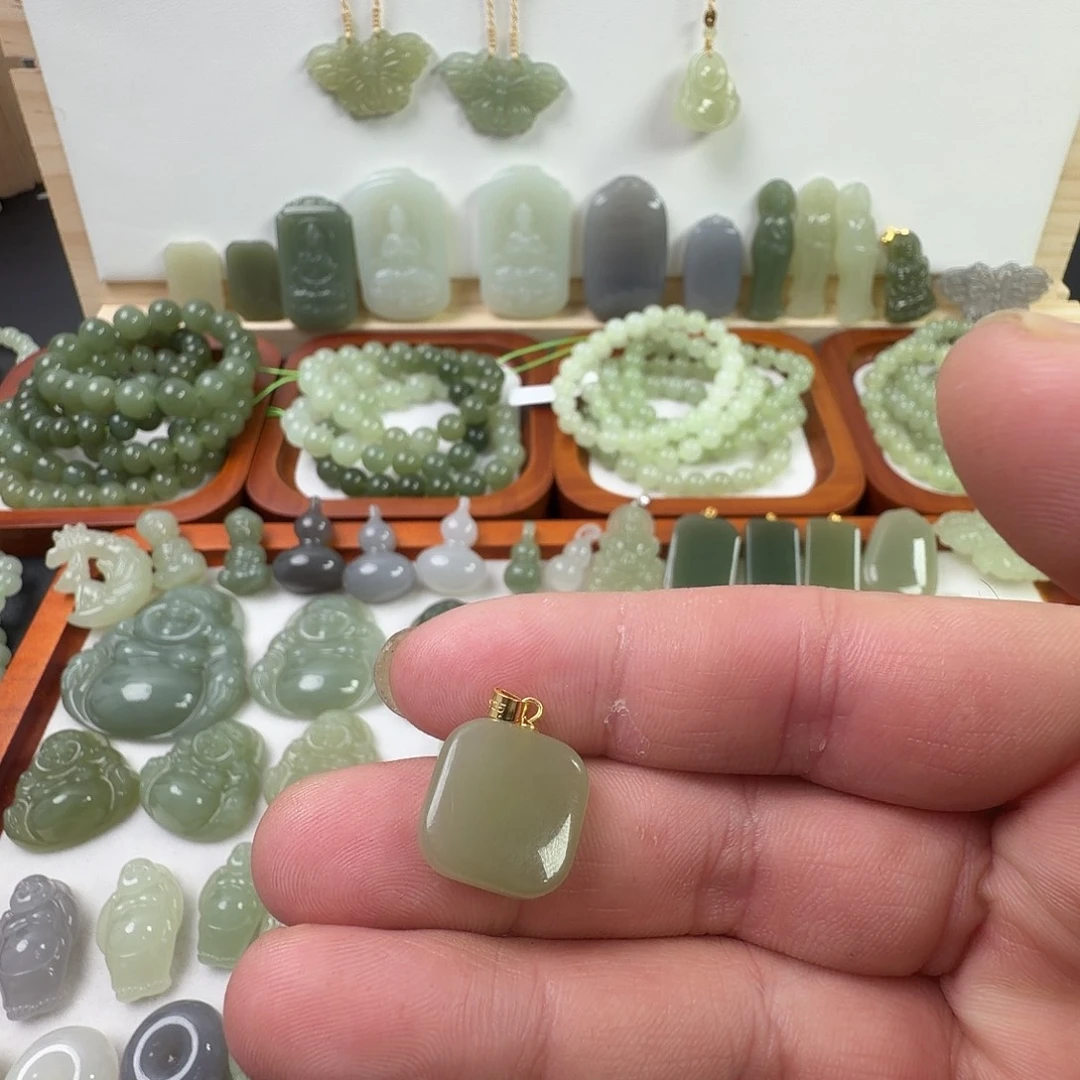 和田玉银S925镶嵌颈饰