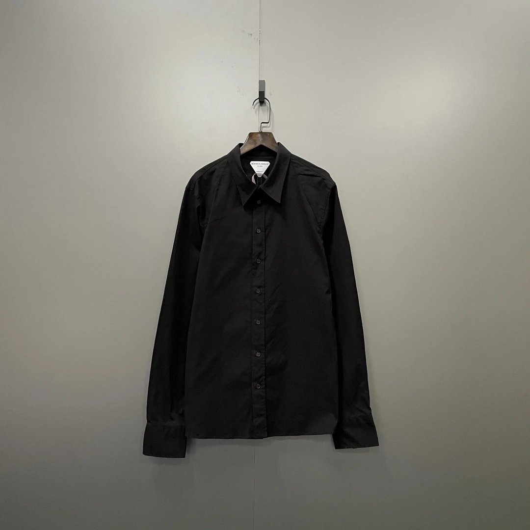95新 BOTTEGA VENETA/葆蝶家 h924 500279  BV 黑色长袖衬衫 39码