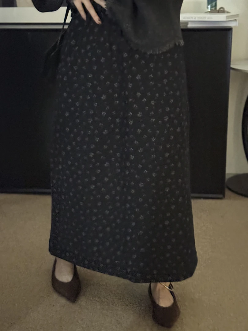 【珍珍何HB】1136定制款韩系极简松紧腰加棉碎花半身裙