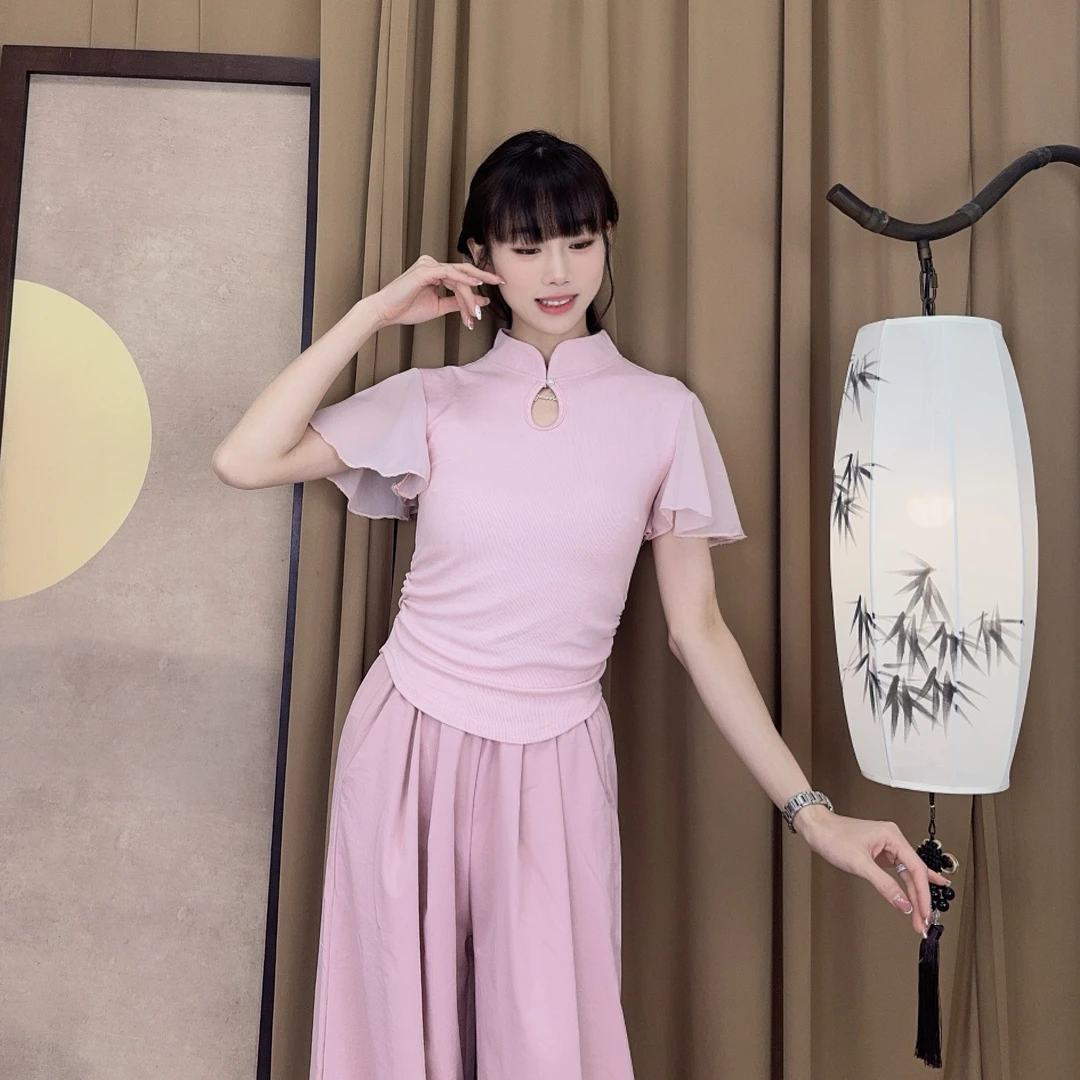 MuMu 螺纹高弹新国风拼接瘦腰，显瘦古典舞练功服现代舞练功服