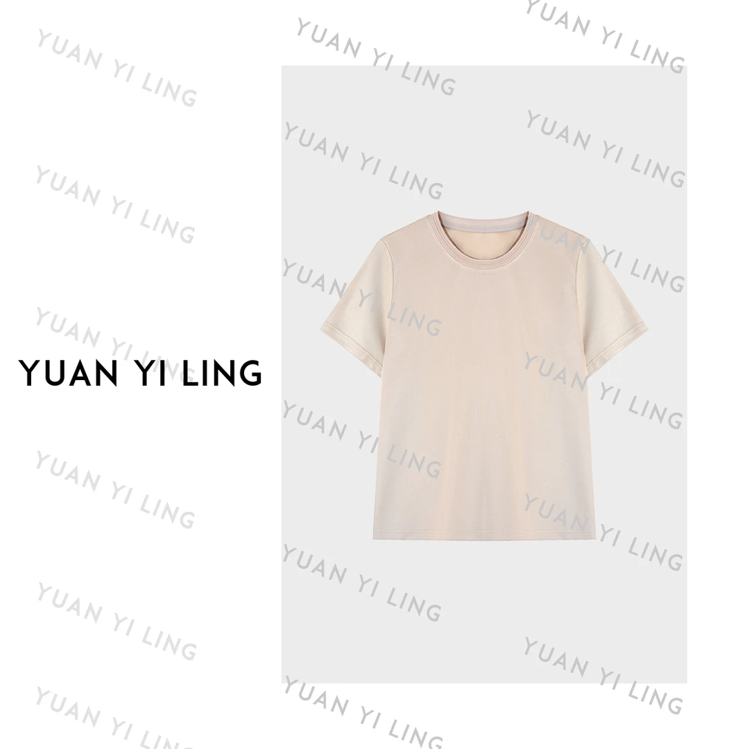 袁艺灵【松弛感】25夏季醋酸圆领阔版时尚T恤(不要用蓝某亮洗衣液)