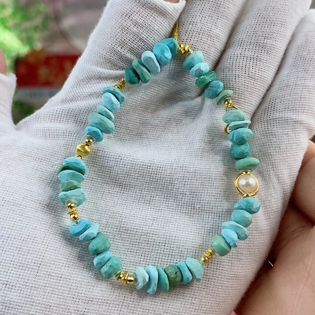 绿松石珠宝奇石18K金镶嵌