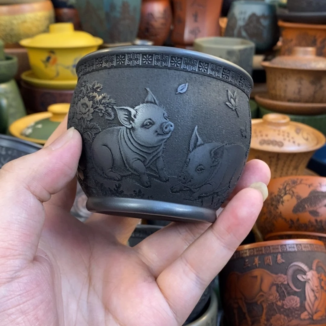 紫砂杯子宜兴全手工紫砂杯