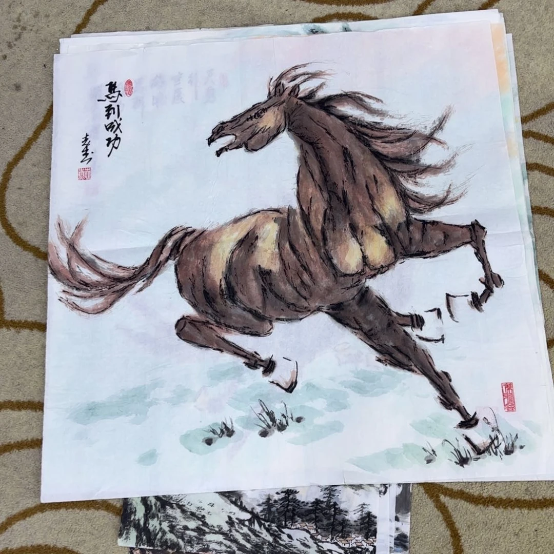 国画杨志杰斗方作品童