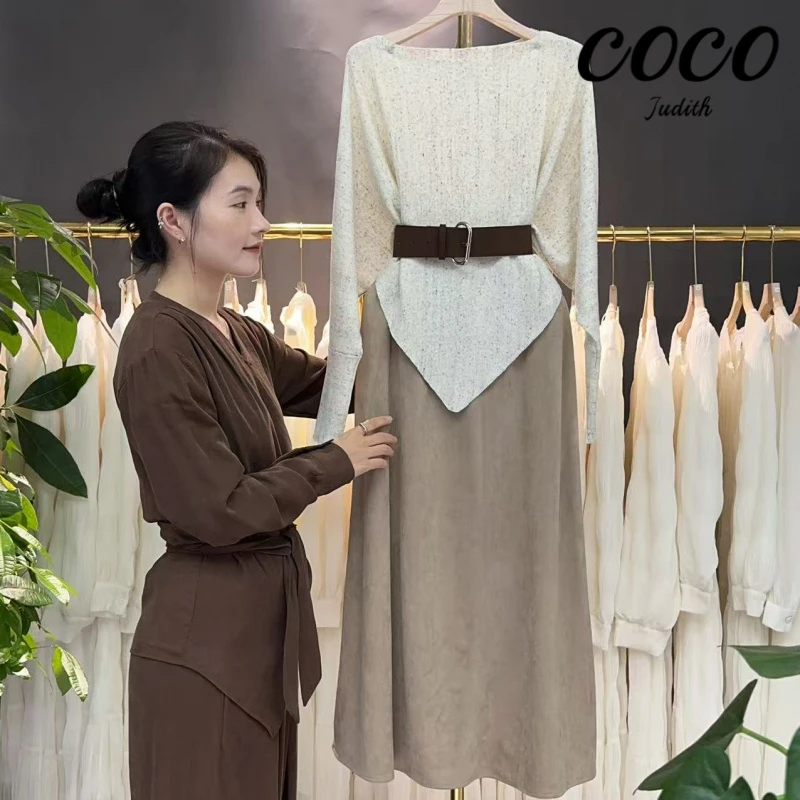 2026年秋季新款时尚休闲减龄两件套上衣半身裙+腰带M818