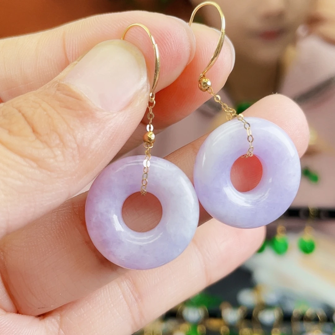 翡翠18K金镶嵌耳饰