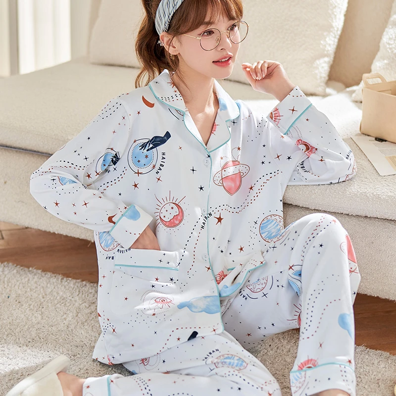 睡衣女秋冬新款2025年长袖可爱卡通女士休闲可外穿大码家居服套装