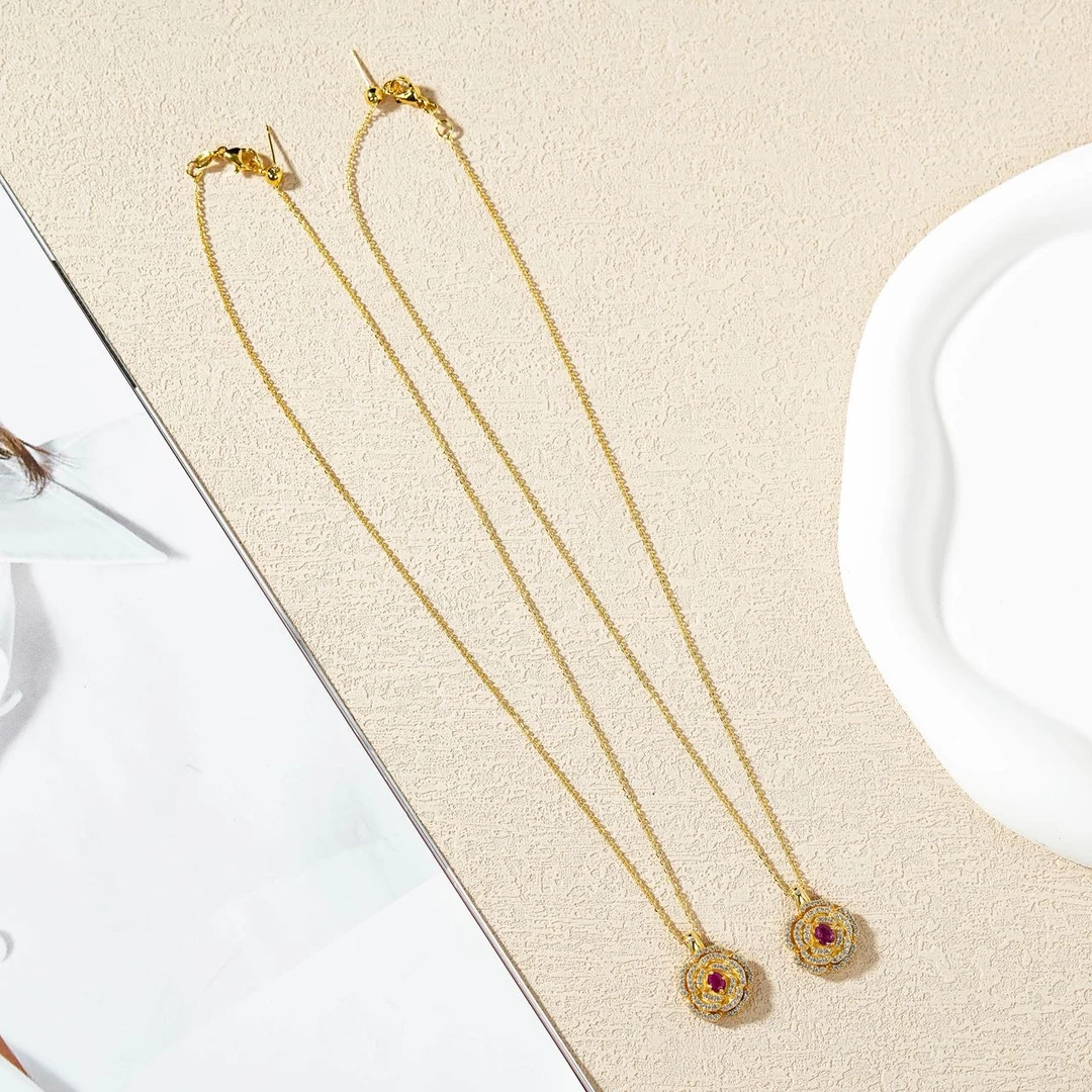 【云上叙】S925银红宝石吊坠-多样性发其一-4x5mm-V62614-K（商城）