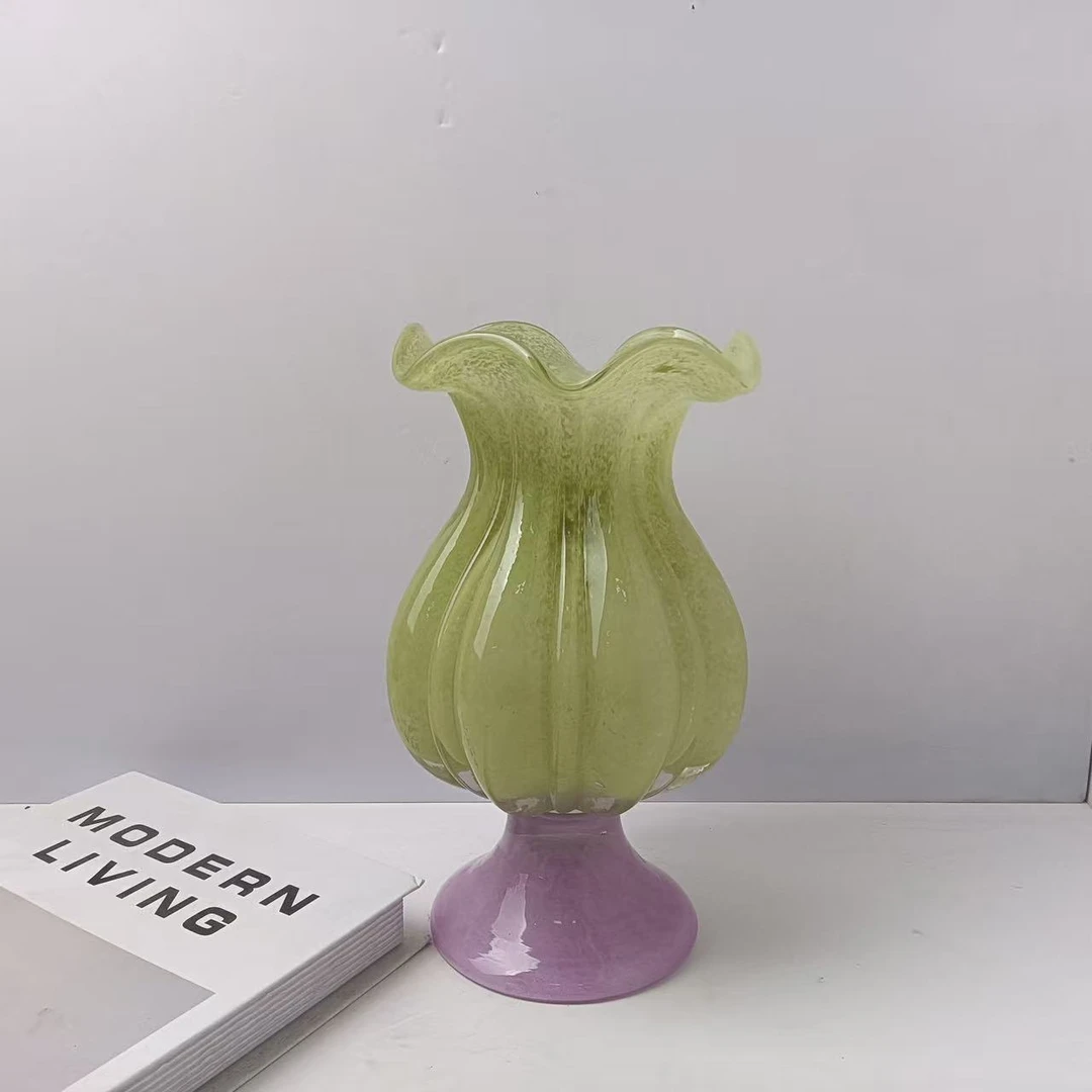 W770 琉璃花瓶法式轻奢高级感客厅插花水培装饰摆件花