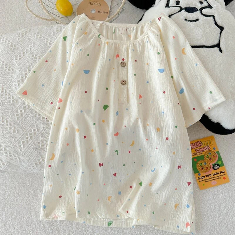 星月彩点云朵棉睡衣春夏秋季女款爆款2025新款家居套装圆领短袖裤