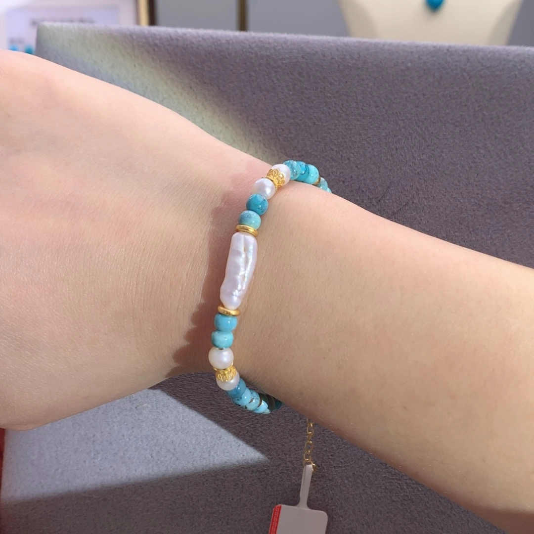 未镶嵌绿松石雾霾蓝设计款手链