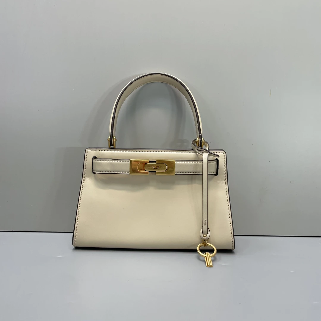 90新 TORY BURCH/汤丽柏琦 小林/lee白色手提包20*13*5cmB010803
