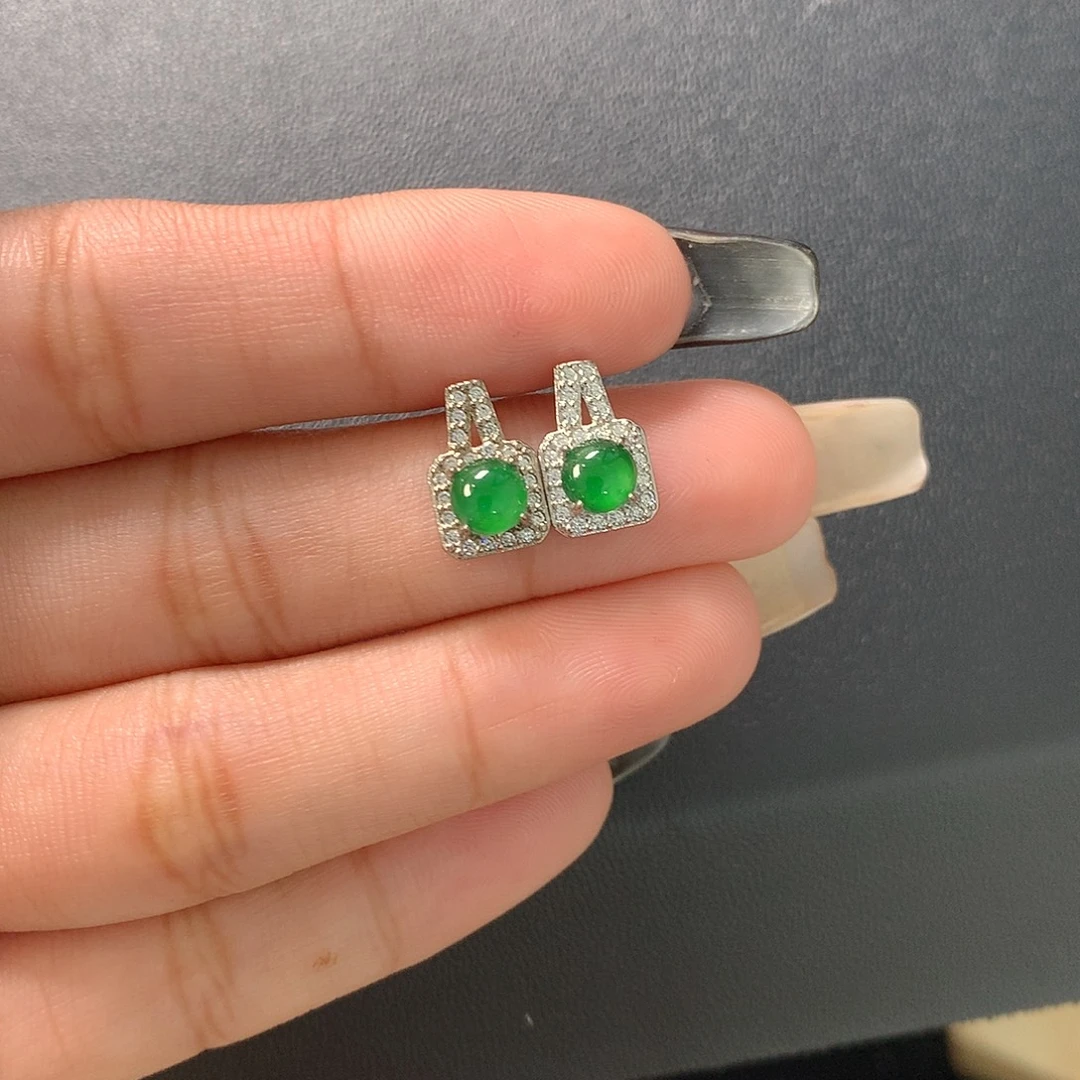 翡翠未镶嵌耳饰耳钉