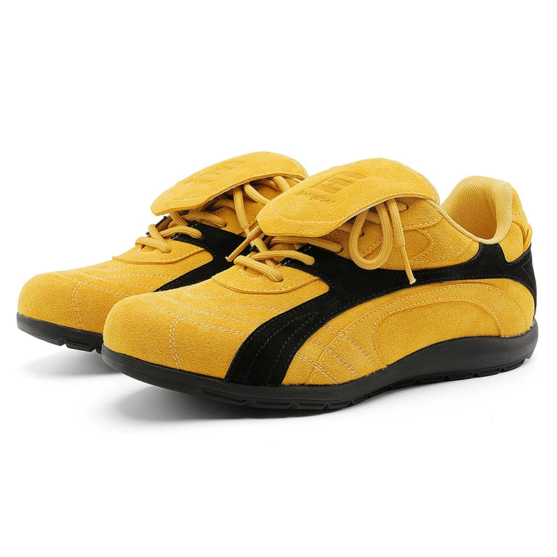 赛车鞋黄色翻盖德训鞋男款秋季新款百搭增高运动休闲板鞋男鞋