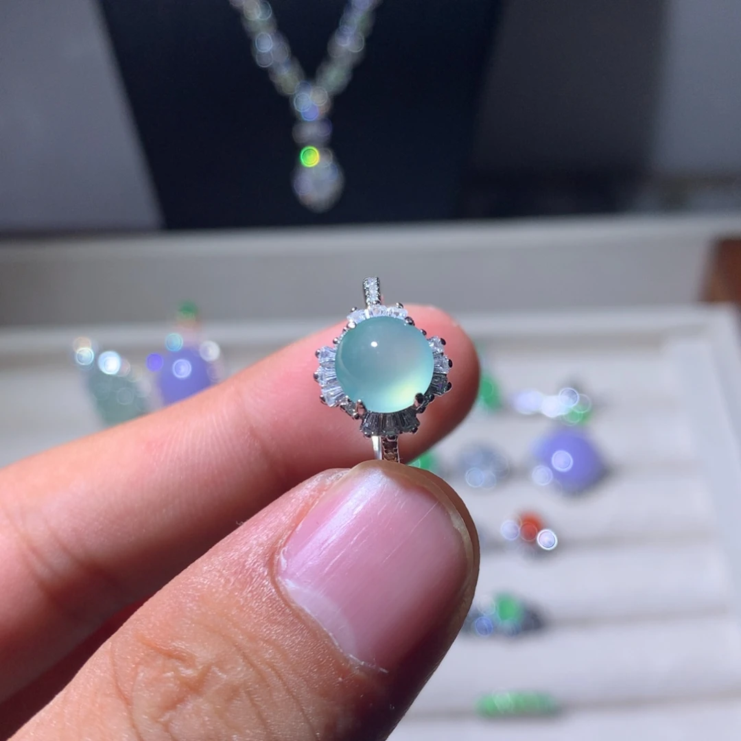 翡翠银S925镶嵌耳饰9