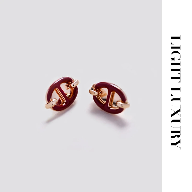 铜合金耳饰 猪鼻子耳钉 安哥拉红