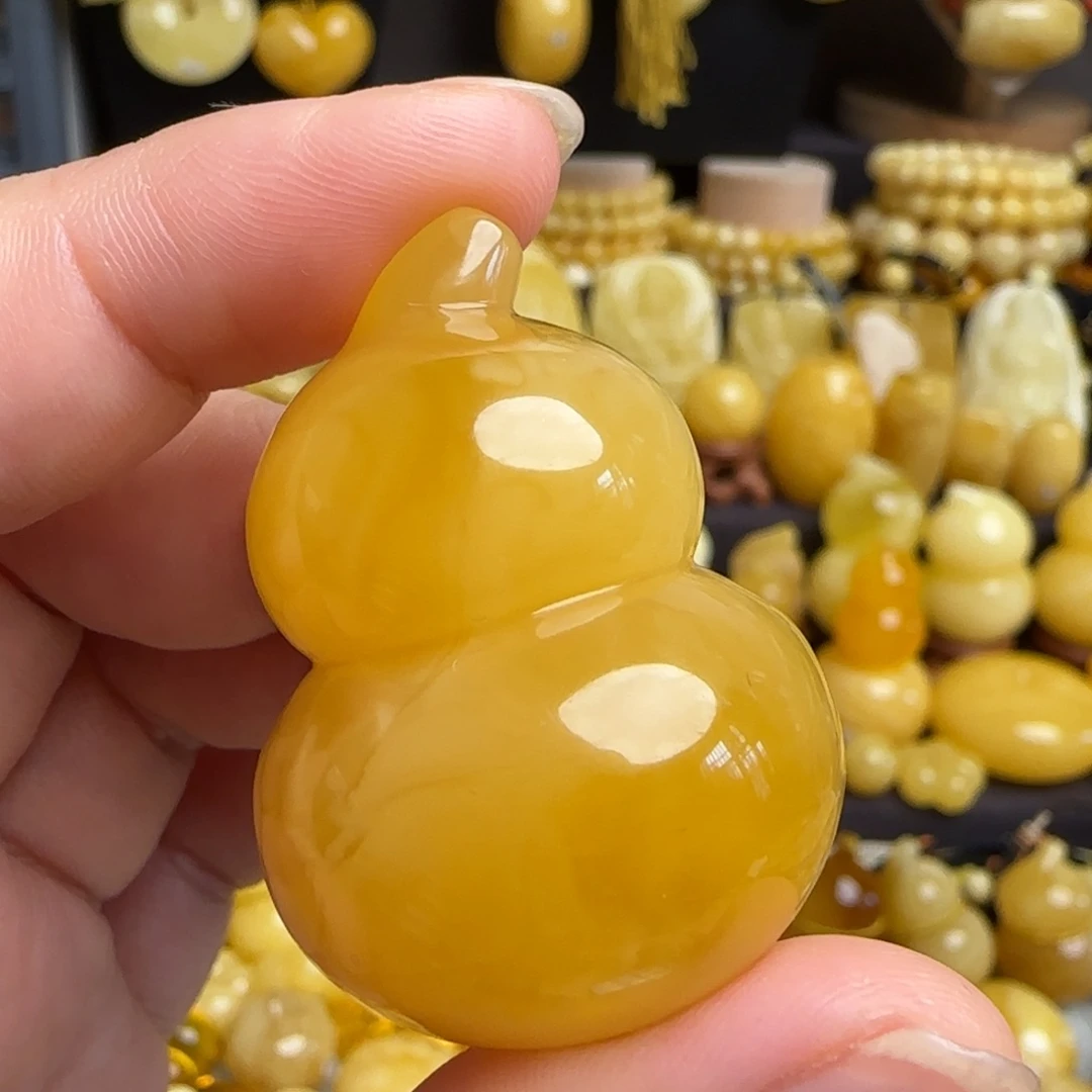 琥珀吊坠(不含链)未镶嵌天然俄料蜜蜡葫芦吊坠