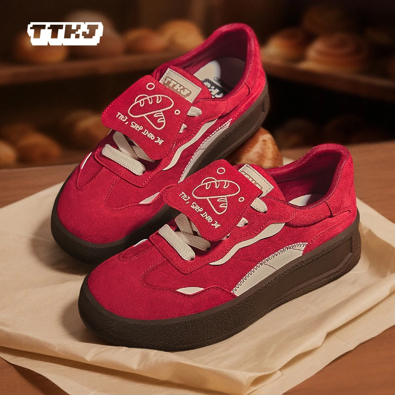 【新品上新】TTKJ系带橡胶休闲健步轻便女子皮革拼接德训鞋耐磨