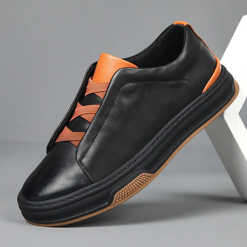 路易圣戈希男鞋百搭男士一脚蹬懒人鞋男款时尚休闲鞋潮流皮面板鞋