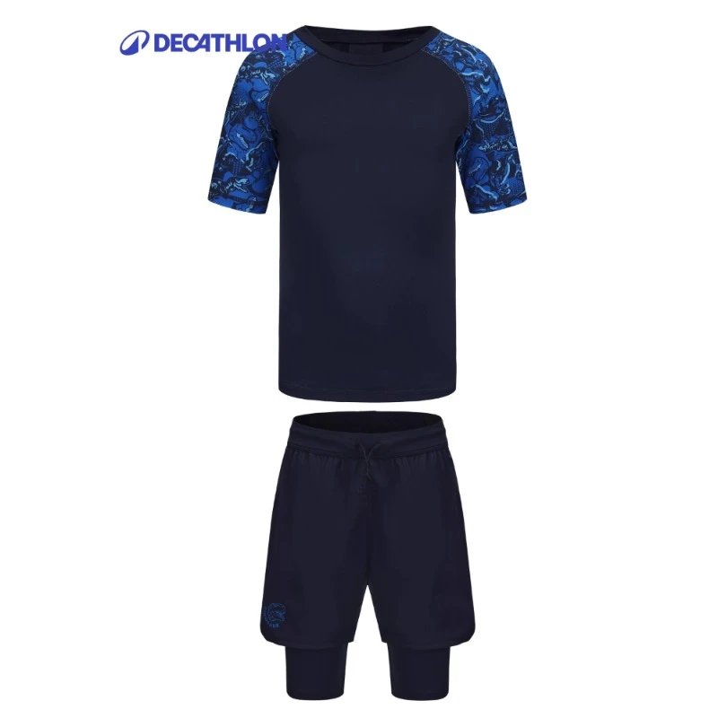 迪卡侬儿童泳衣泳裤套装分体泳衣男孩青少年专业训练防晒375122