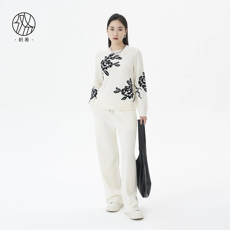 织希 TESSITI 秋季新款简约精致圆领套衫