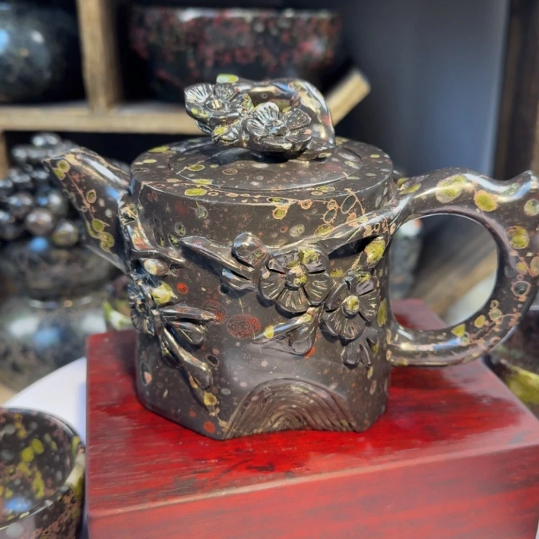 龍*墨梅花玉精品梅桩壶