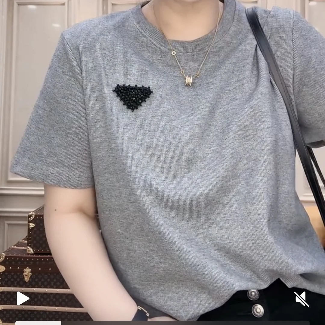 1108春夏宽松型少女风简约法式T恤半袖洋气纯色亲肤舒适小衫