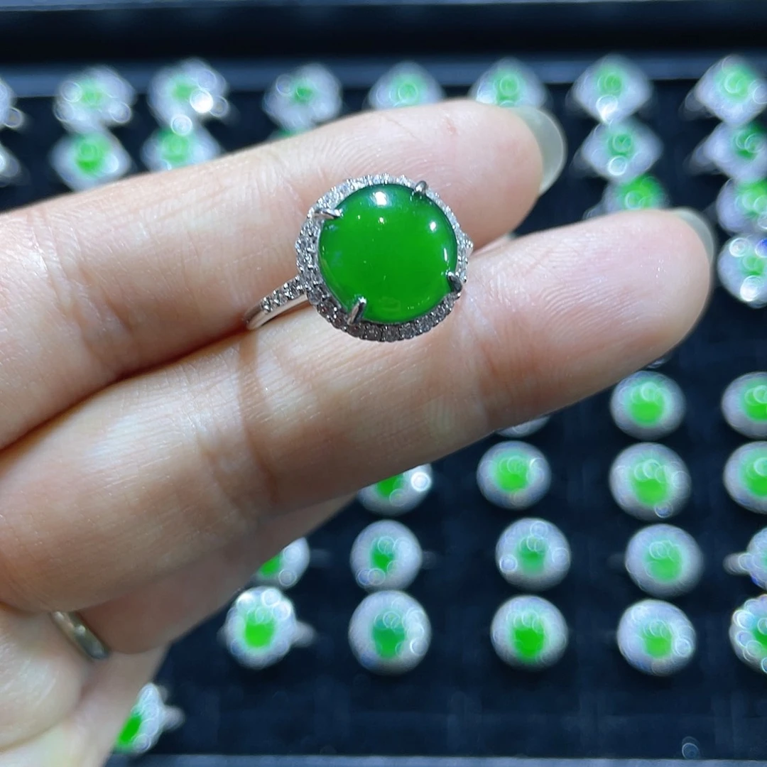 翡翠戒指银S925镶嵌戒指