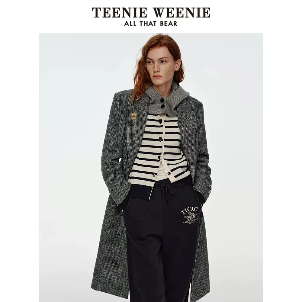 【达人专属】TeenieWeenie绵羊毛英伦风中长款毛呢大衣TTJW248908N