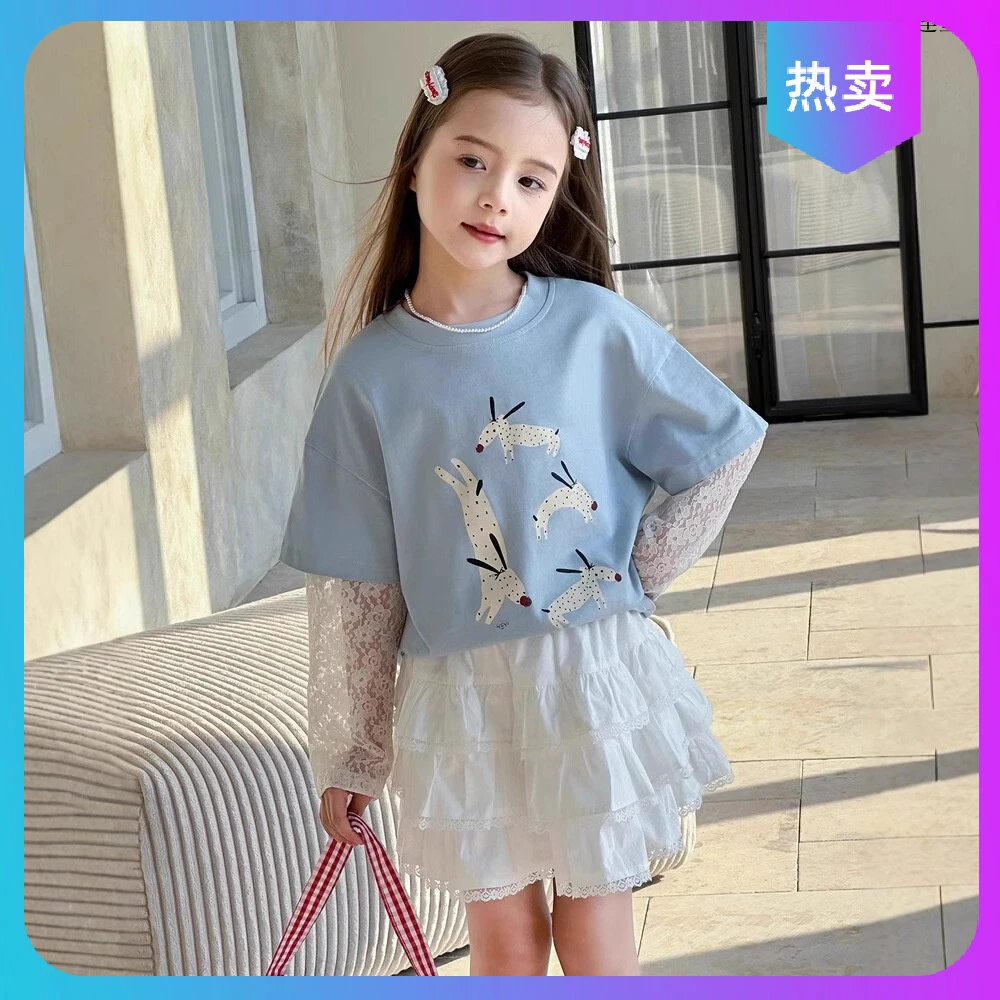 长袖短袖新款图案可爱洋气上衣潮范网红衫时髦T恤半袖潮款儿童