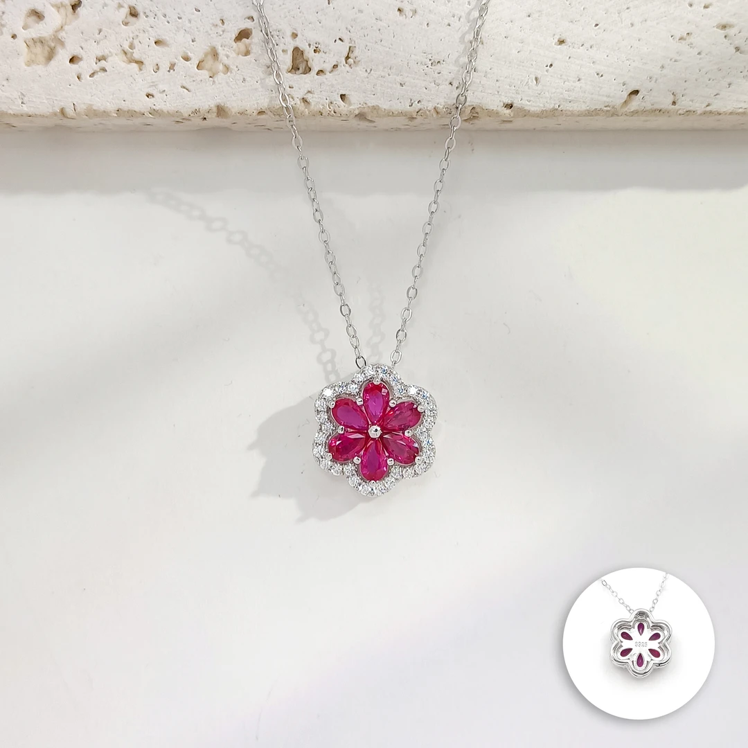 红宝石 BZHF-007375【赤宝天宫】S925银 贵气精致女款项链