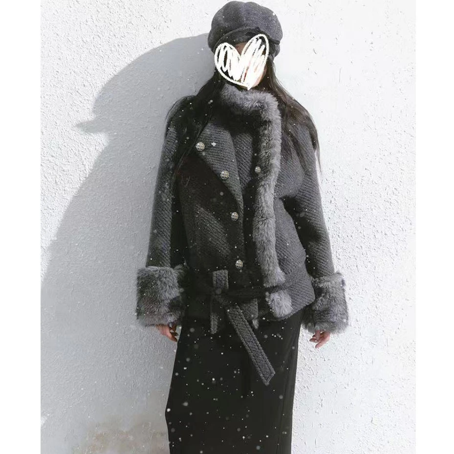 【品牌升级清仓捡漏】【冰岛银松】原创韩系甜美氛围感毛呢短外套3170