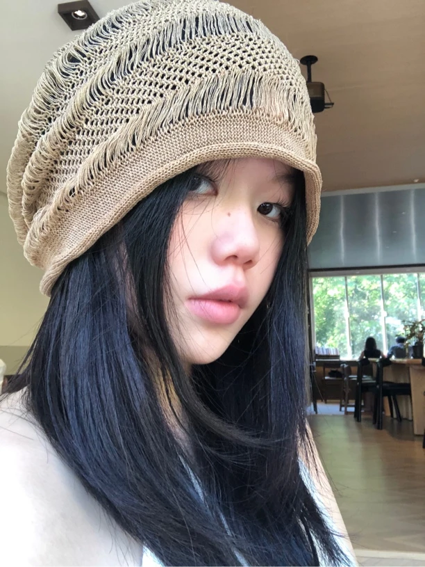 大头围帽子女款春夏季薄款蕾丝透气包头帽新款镂空洋气头巾堆堆帽