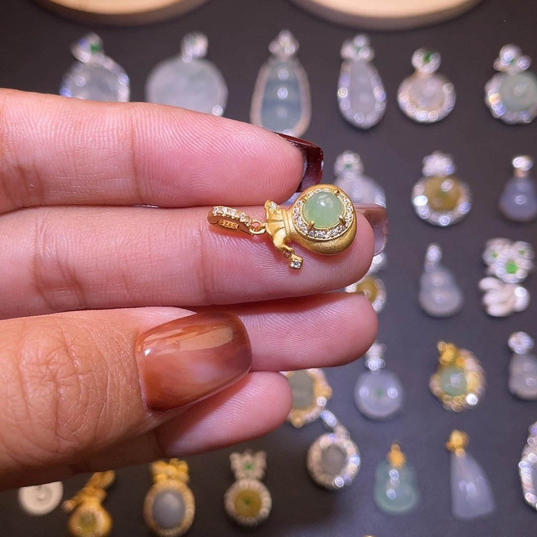 翡翠银S925镶嵌吊坠(不含链)