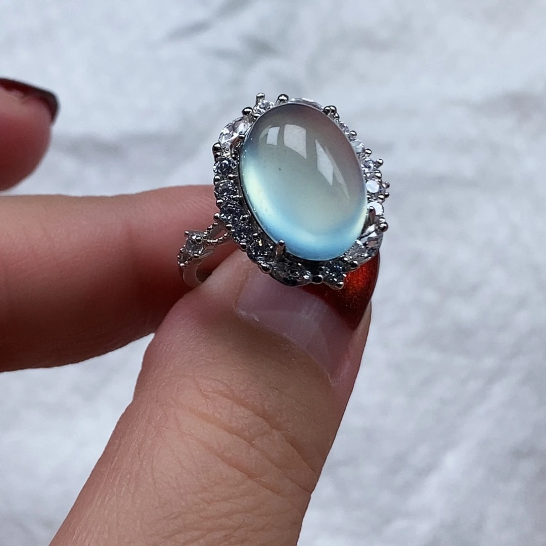 胖***l蛇纹石玉银S925镶嵌戒指