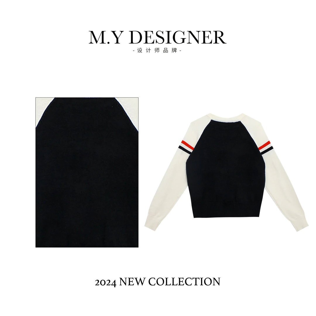 M.Y媛总 春季款字X休闲百搭长袖母小狗针织套头衫1LY127