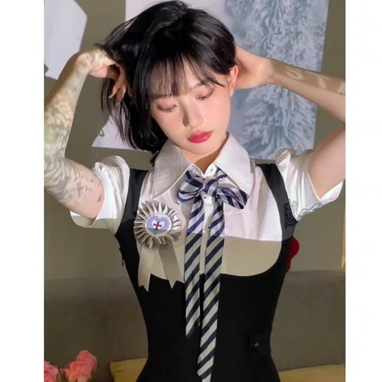 【明星同款】两只水仙 乌龙女校2！夏季 连衣裙美式辣妹学院收腰